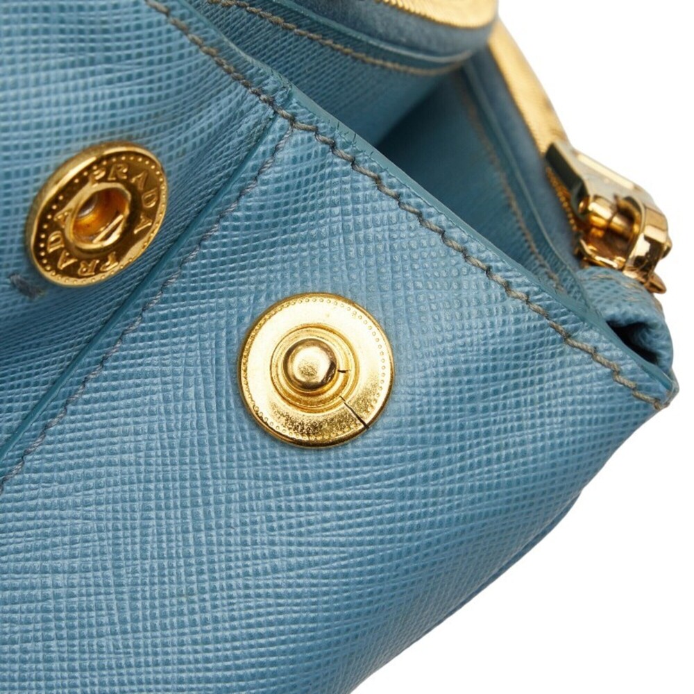 PRADA Blue Leather Saffiano Shoulder Bag - Picture 9 of 14